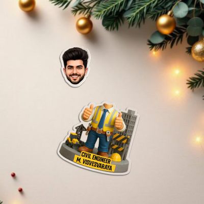 Personalized Civil Engineer Bobblehead Caricature Gift for Architects, Engineers & Contractors  Civil Engineering Office Table Decor  Battery Powered Moving Head Feature